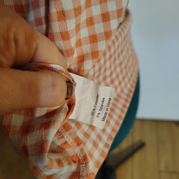 Allegra K Pink Gingham Vintage Peasant Top - Picture 4 of 4